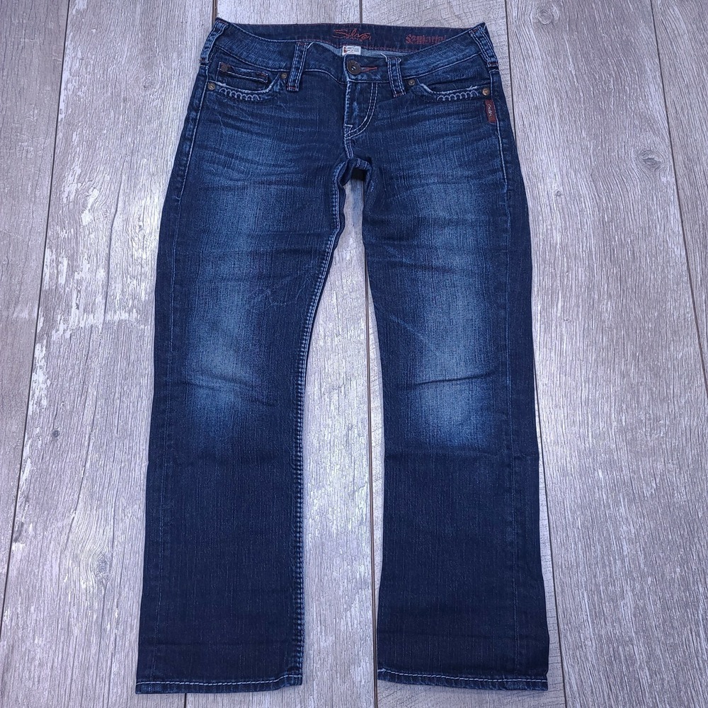 Silver Jeans Womens Size 26 Blue Denim Santorini Crop Cropped Pants Low Rise